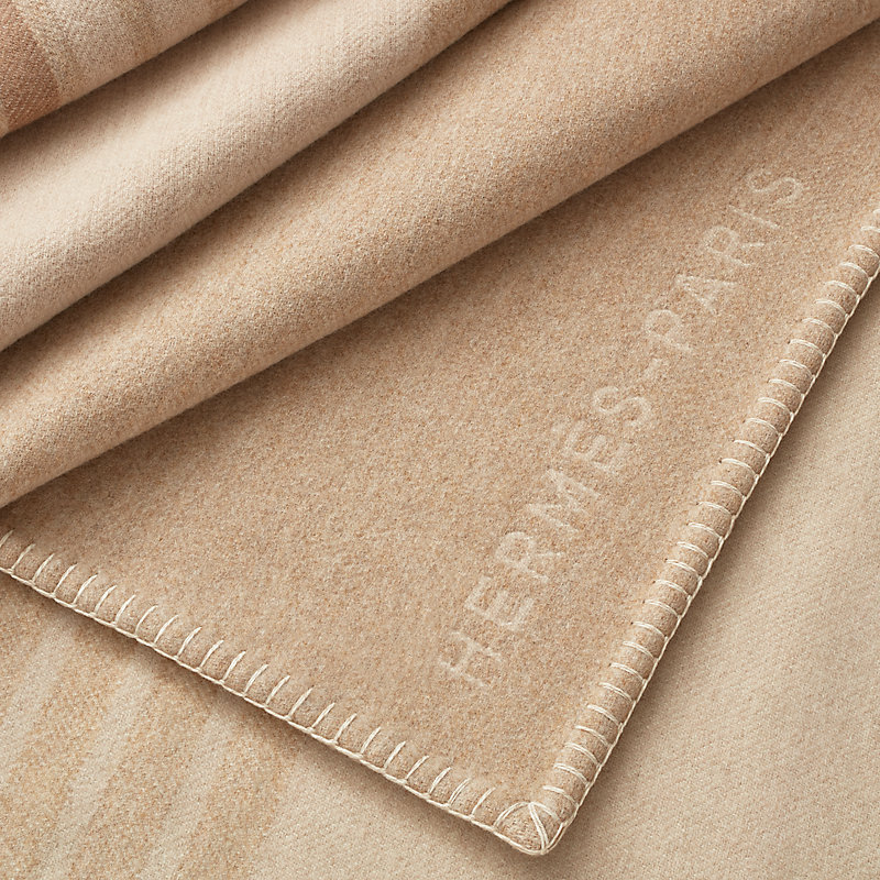 H Tape bed cover - Beige | Hermès USA